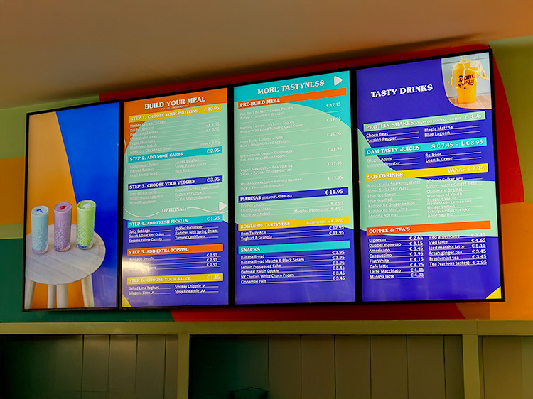 menu led schermen Dam Tasty Amsterdam