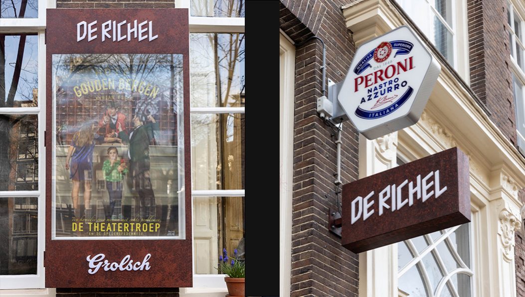 Dubbelzijdige cortenstaal lichtbak & postbak Theater De Richel Amsterdam