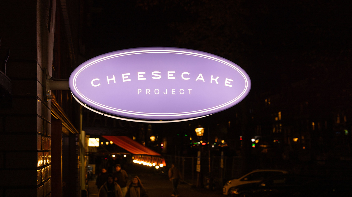 dubbelzijdige lichtbak Cheesecake Project Amsterdam