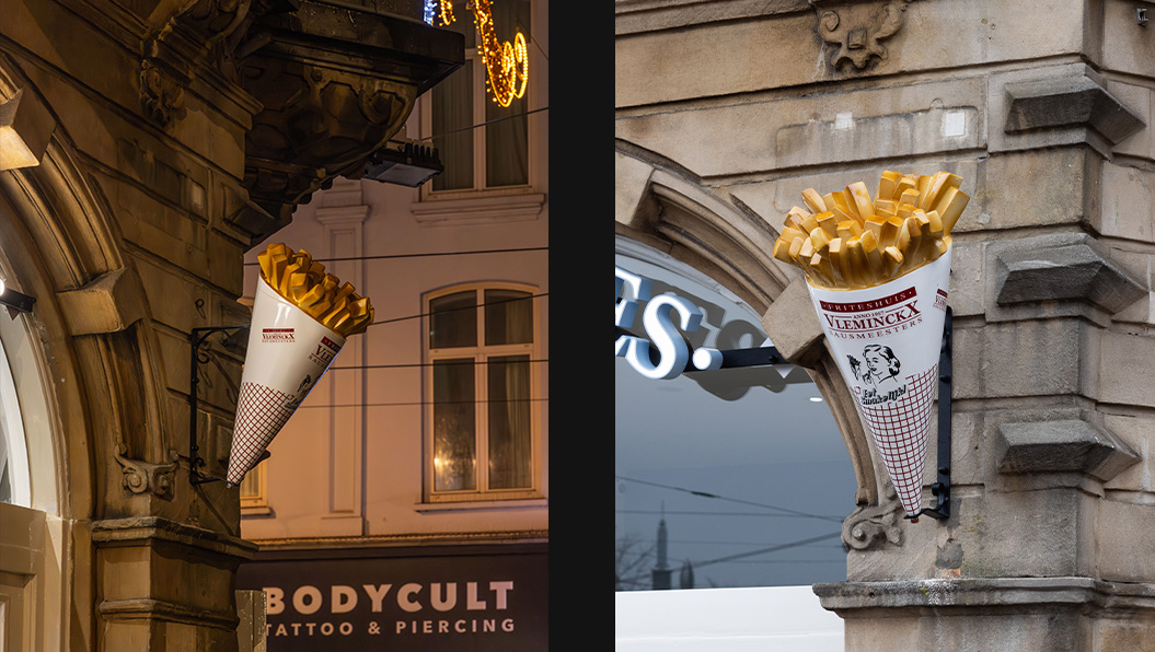 3d gevel element, patatzak Fish & Fries Amsterdam