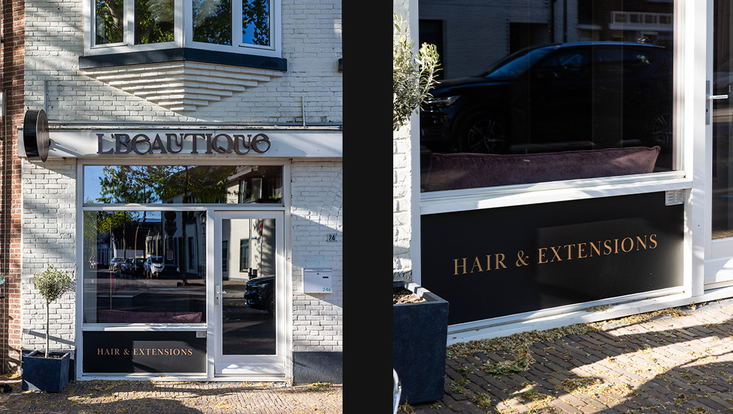 side verlichte doosletters, dubbelzijdige lichtbak en raambelettering l'beautique Utrecht